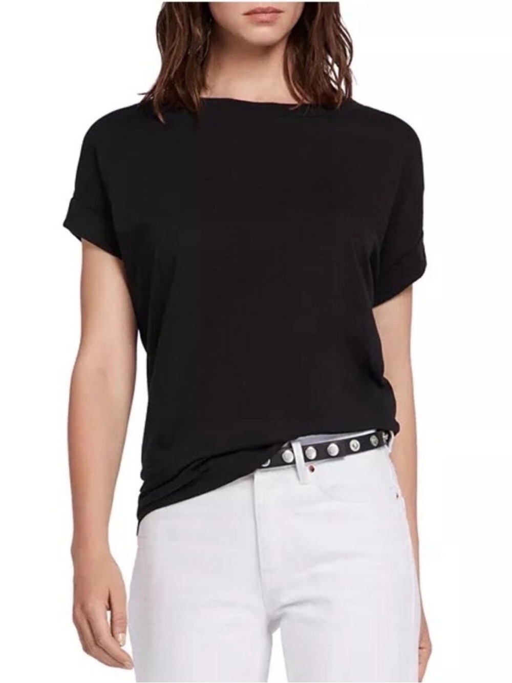 All Saints Black Imogen Boy Tee, sz M/L
